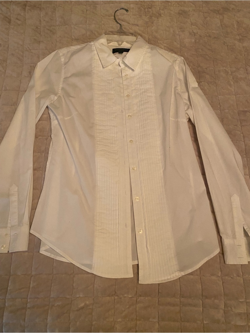 Banana Republic White Pleated-Front Women's Dress Shirt